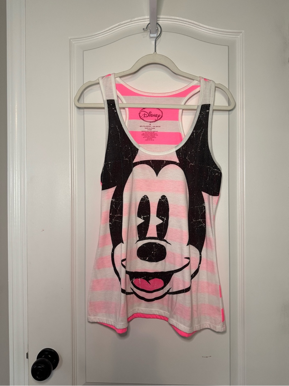 Disney Pink, White & Black Mickey Mouse Tank Top